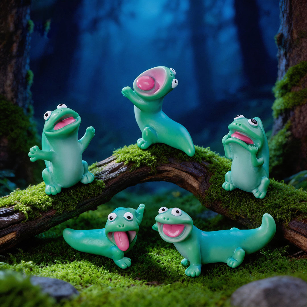 Bonsai Gardenia - 5pc Cartoon Funny Green Lizard Car