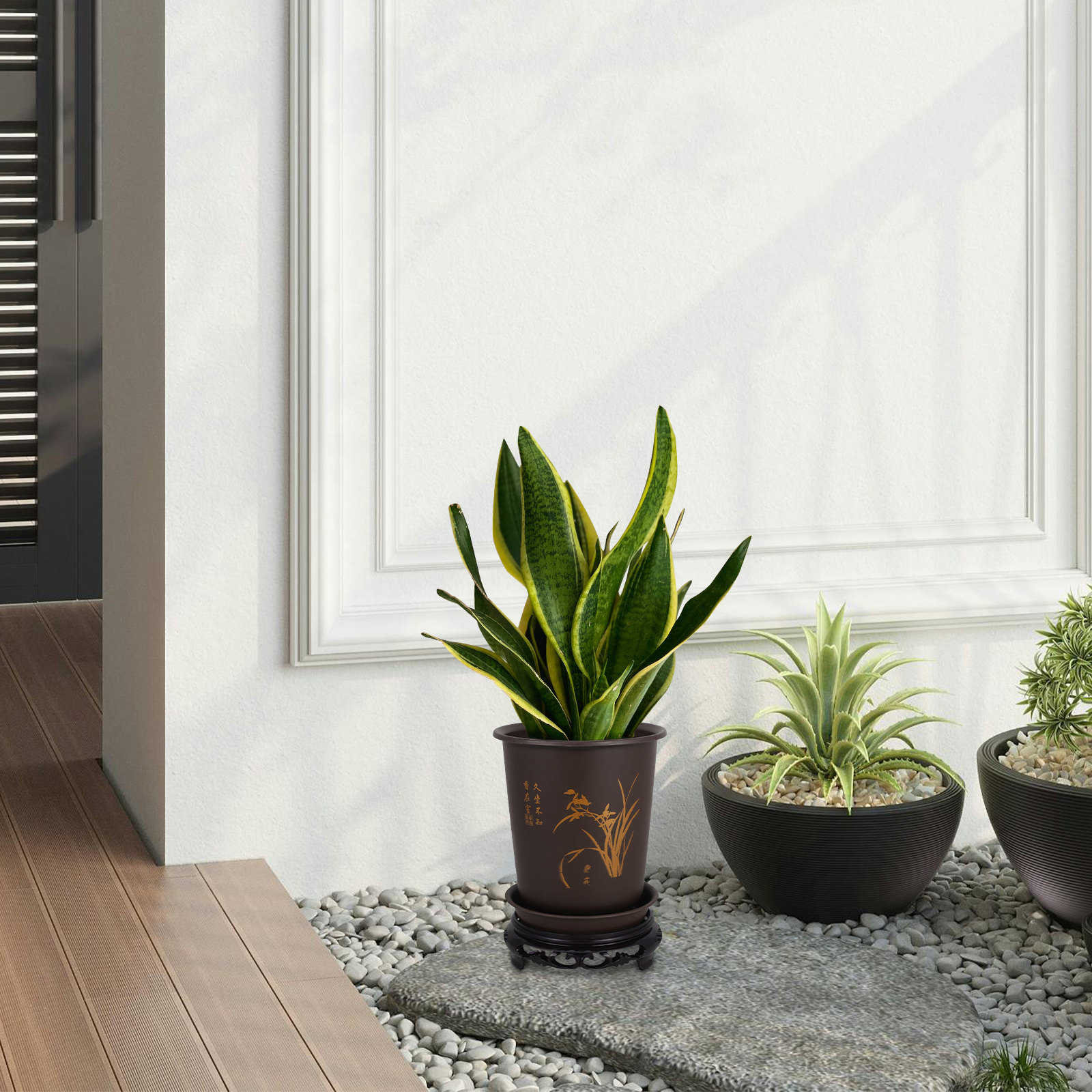 1Set Orchid Plant Pot with Tra - Bonsai Garden Design 评论和价格