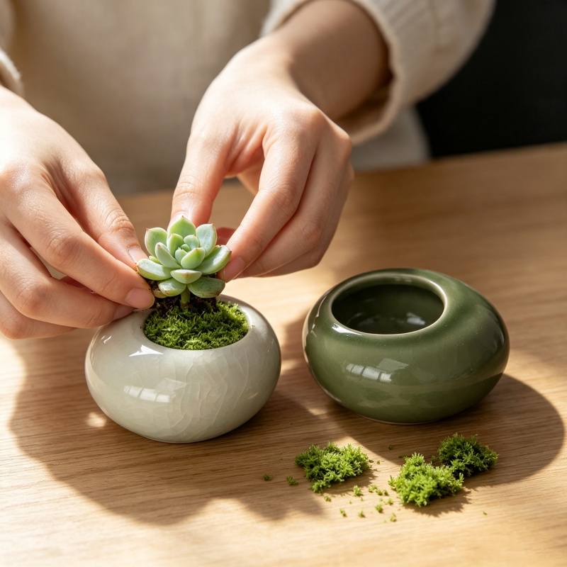Mini Ice Crack Glazed Plant Po - Bonsai Gardenia 评论和价格