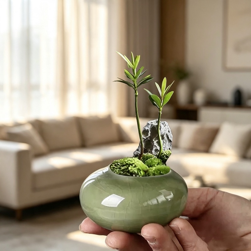 Mini Ice Crack Glazed Plant Po - Bonsai Gardenia 评论和价格