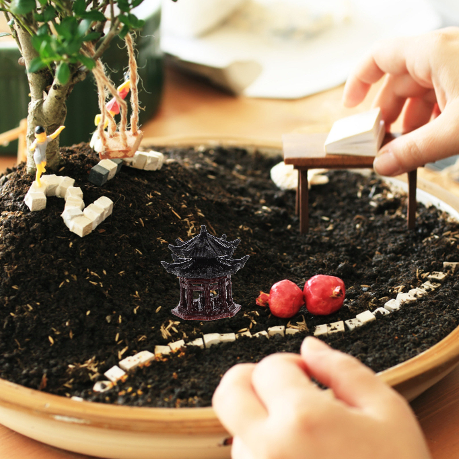 Delicate Plastic Pavilion Orna - Bonsai Garden Design 评论和价格