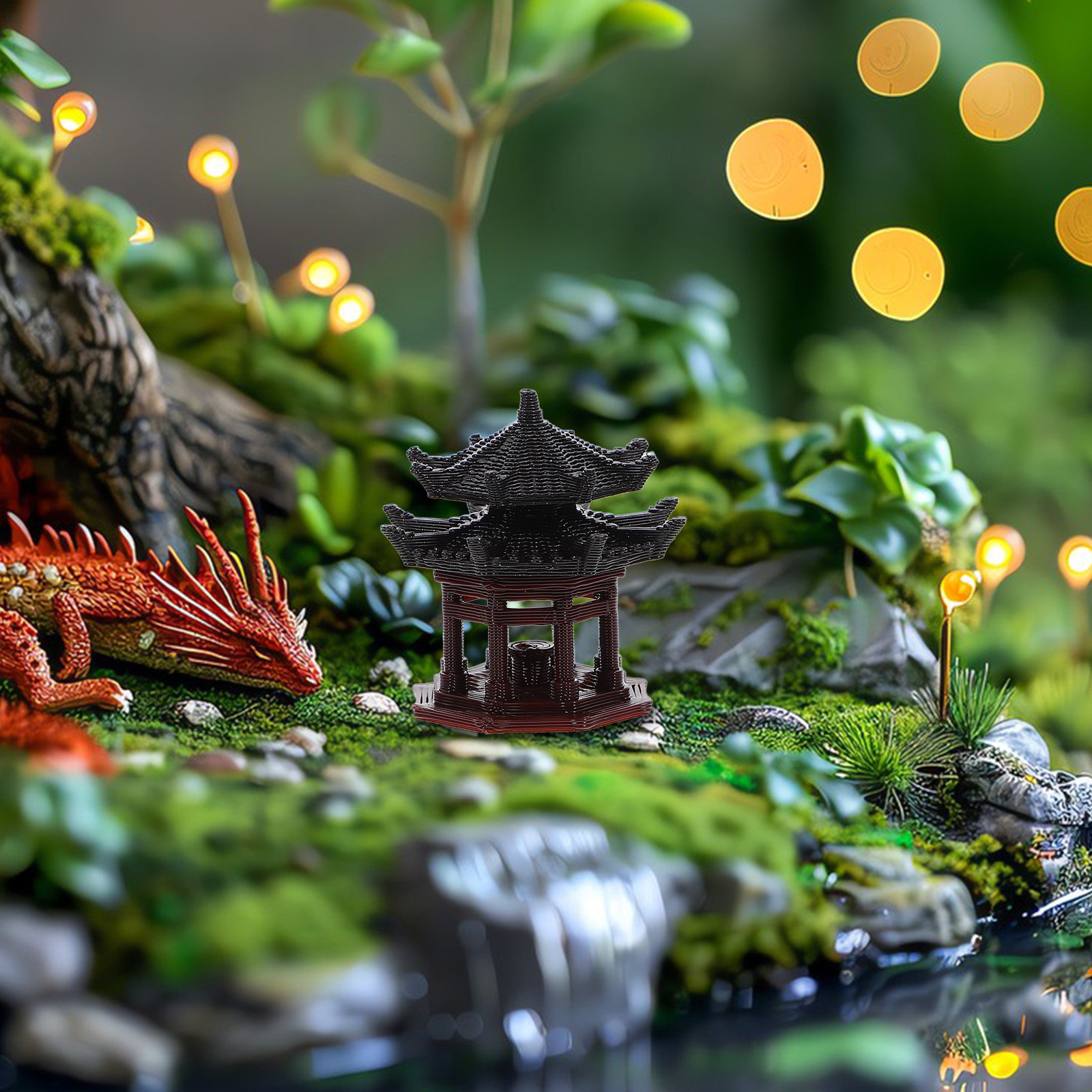 Delicate Plastic Pavilion Orna - Bonsai Garden Design 评论和价格