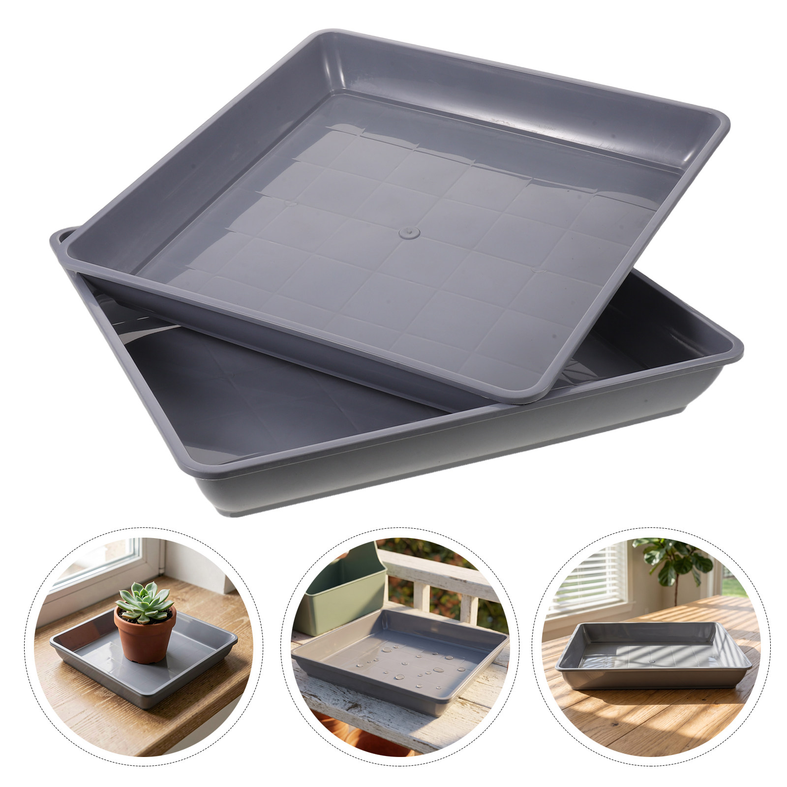2Pcs Square Plastic Plant Pot  - Drip Tray Saucer 评论和价格