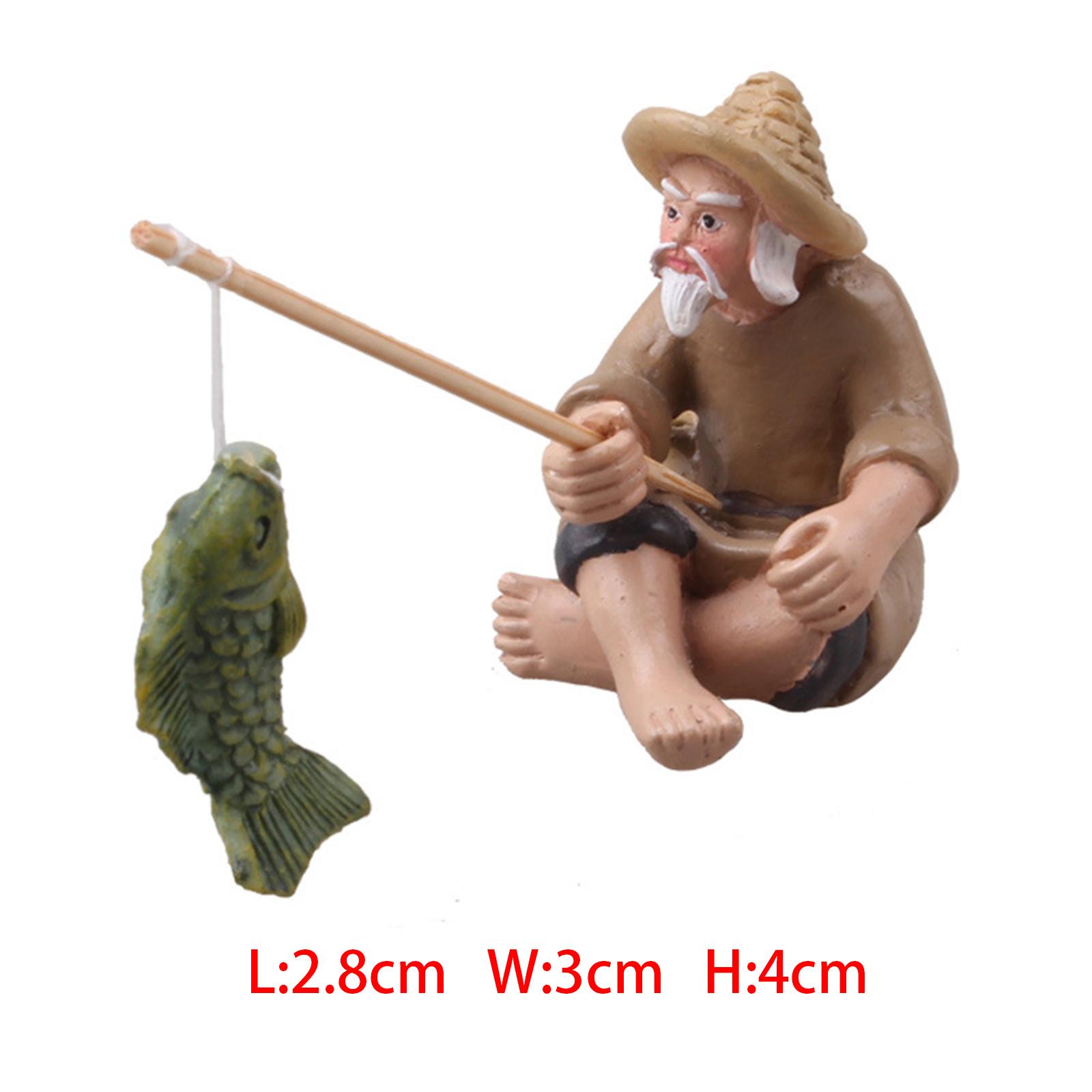 Mini Fisherman Figurines Resin - Bonsai Garden For Home 评论和价格